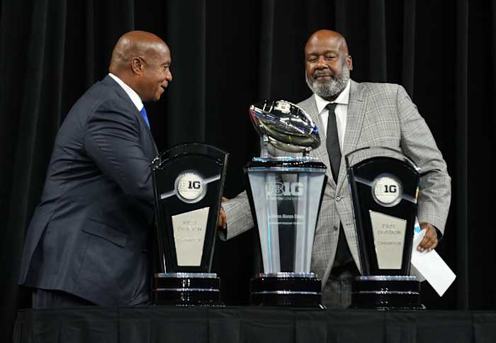 Kevin Warren and Maryland head coach Michael Locksley